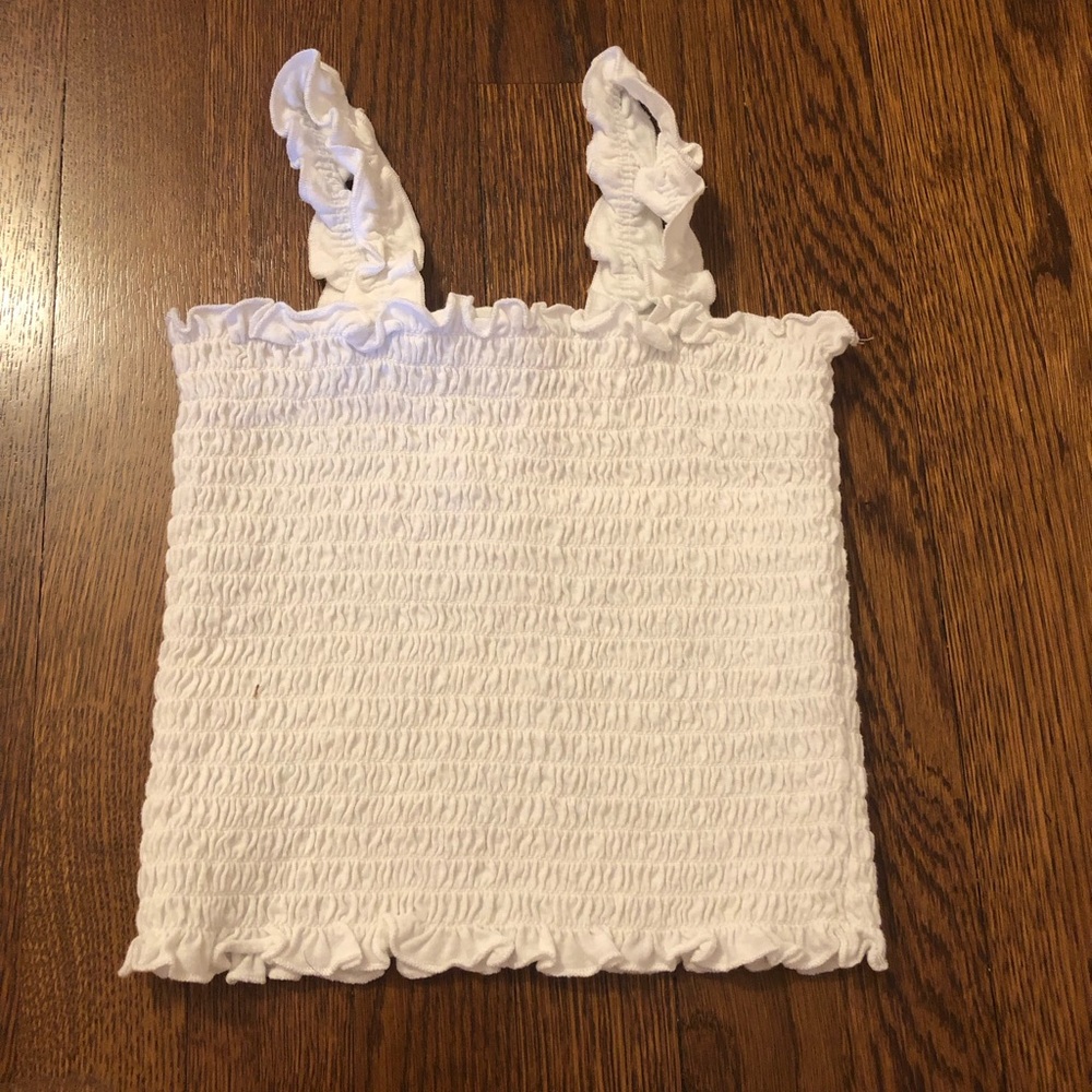 Art Class White Smocked Ruffled Tank Top